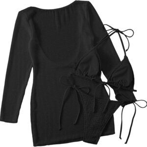 3 Pieces Cover Up Bikini Set